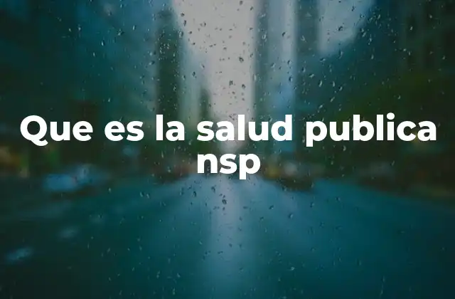 Que es la Salud Publica Nsp