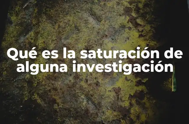 Qué es la Saturación de Alguna Investigación