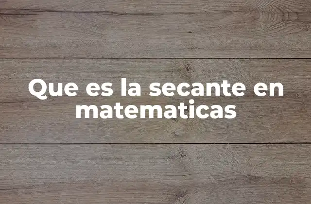 Que es la Secante en Matematicas
