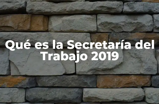 Qué es la Secretaría Del Trabajo 2019