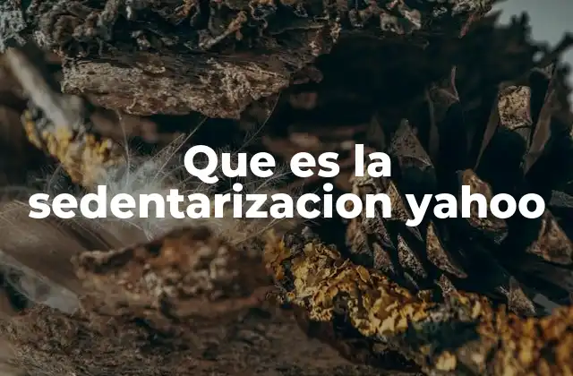 Que es la Sedentarizacion Yahoo