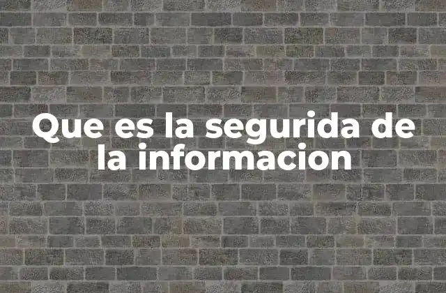 Que es la Segurida de la Informacion