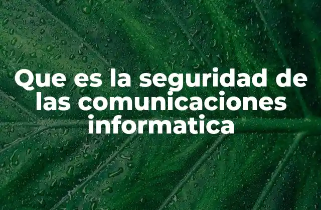 Que es la Seguridad de las Comunicaciones Informatica