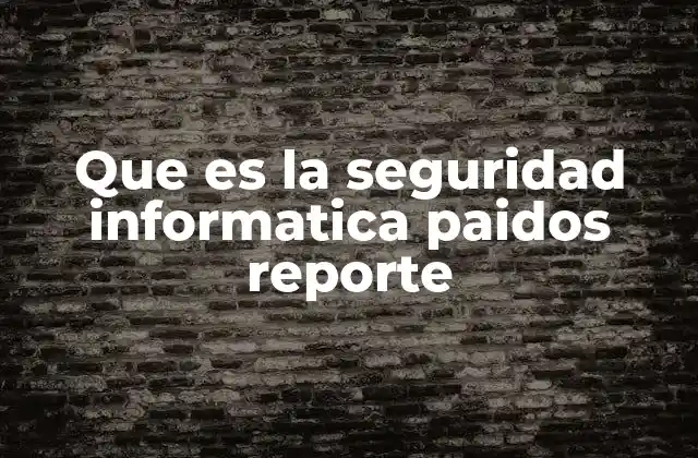 Que es la Seguridad Informatica Paidos Reporte
