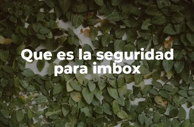 Que es la Seguridad para Imbox