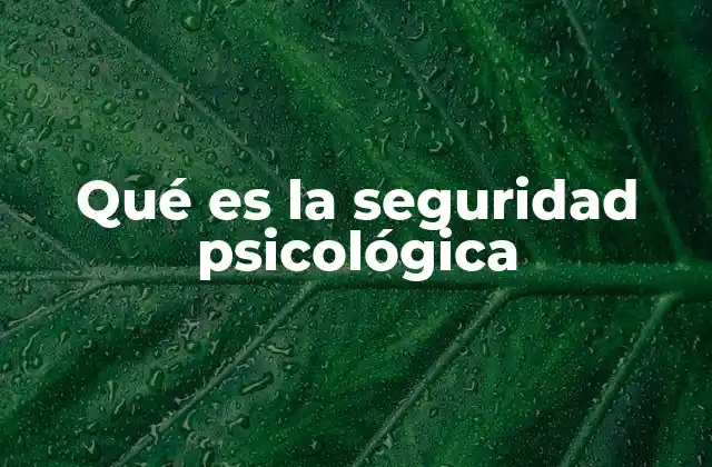 Qué es la Seguridad Psicológica