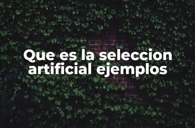 Que es la Seleccion Artificial Ejemplos