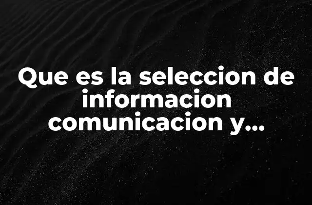 Que es la Seleccion de Informacion Comunicacion y Sociedad