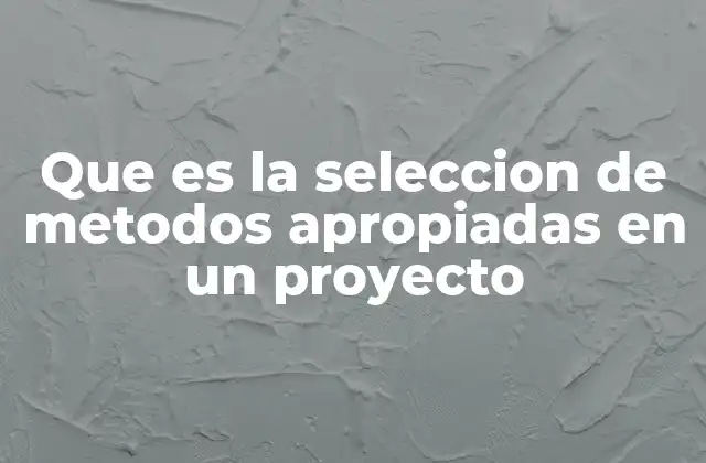 Que es la Seleccion de Metodos Apropiadas en un Proyecto