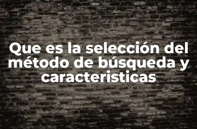 Que es la Selección Del Método de Búsqueda y Caracteristicas
