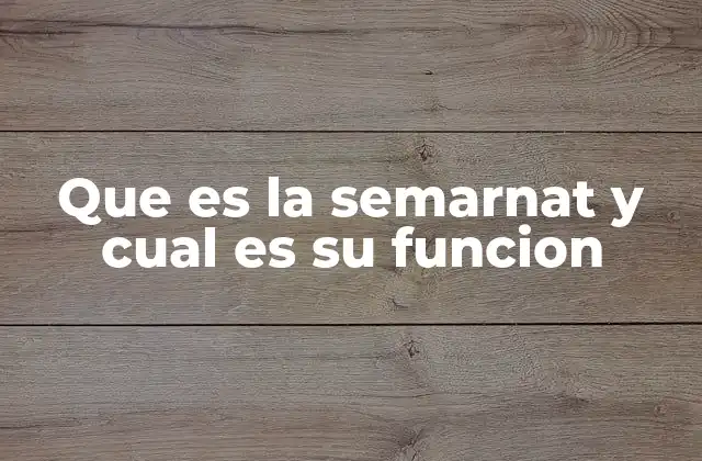 Que es la Semarnat y Cual es Su Funcion