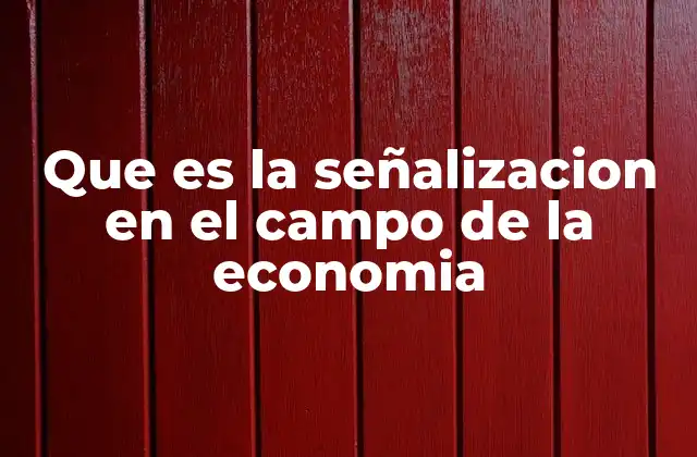 Que es la Señalizacion en el Campo de la Economia