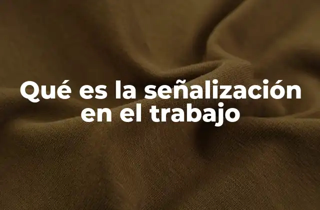 Qué es la Señalización en el Trabajo
