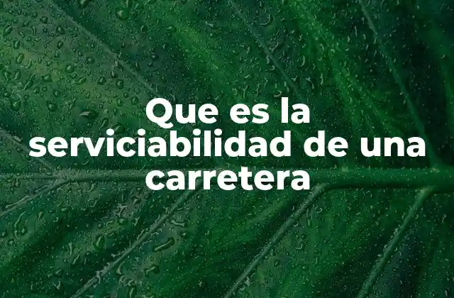 Que es la Serviciabilidad de una Carretera