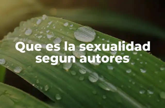 Que es la Sexualidad Segun Autores