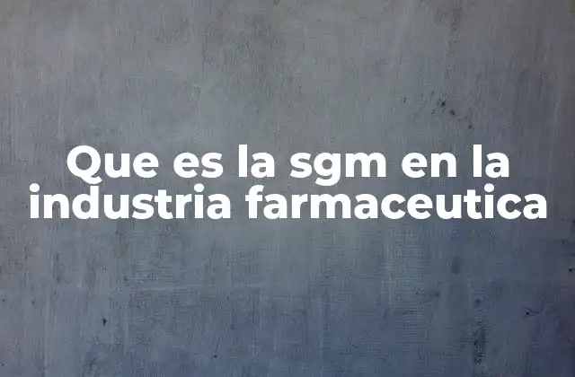 Que es la Sgm en la Industria Farmaceutica