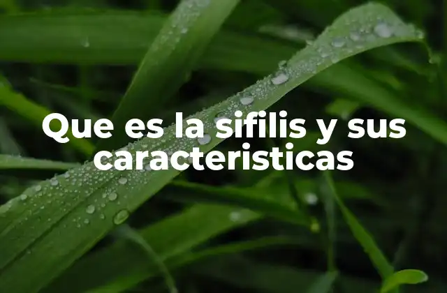 Que es la Sifilis y Sus Caracteristicas