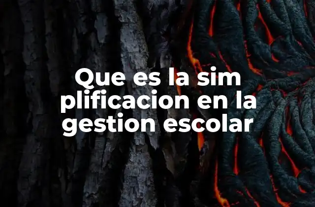 Que es la Sim Plificacion en la Gestion Escolar