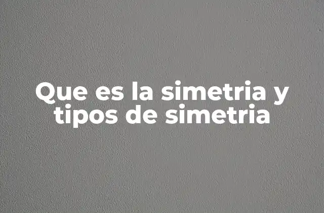 Que es la Simetria y Tipos de Simetria