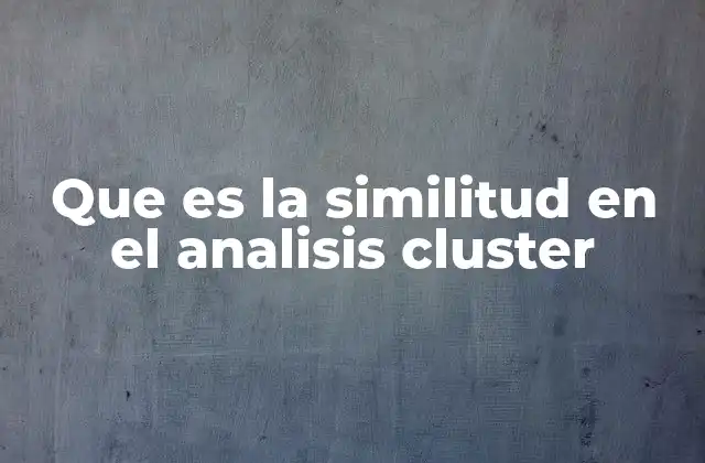 Que es la Similitud en el Analisis Cluster 2 Cómo se define la similitud sin mencionar el análisis cluster