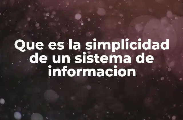 Que es la Simplicidad de un Sistema de Informacion