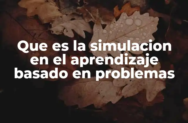 Que es la Simulacion en el Aprendizaje Basado en Problemas