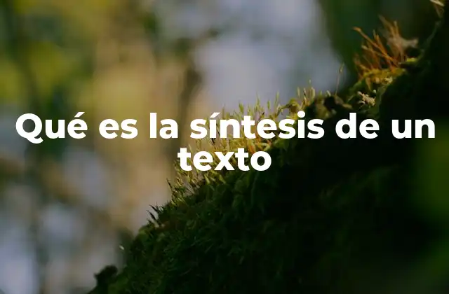 Qué es la Síntesis de un Texto