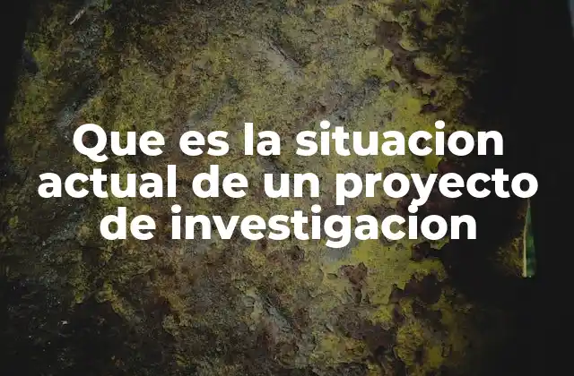 Que es la Situacion Actual de un Proyecto de Investigacion