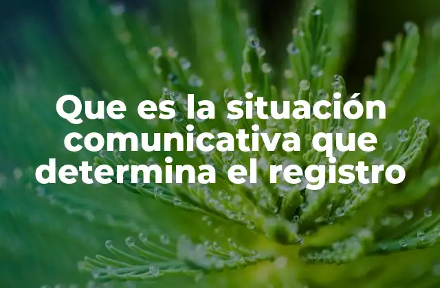 Que es la Situación Comunicativa que Determina el Registro