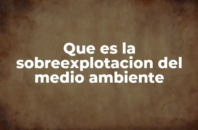 Que es la Sobreexplotacion Del Medio Ambiente