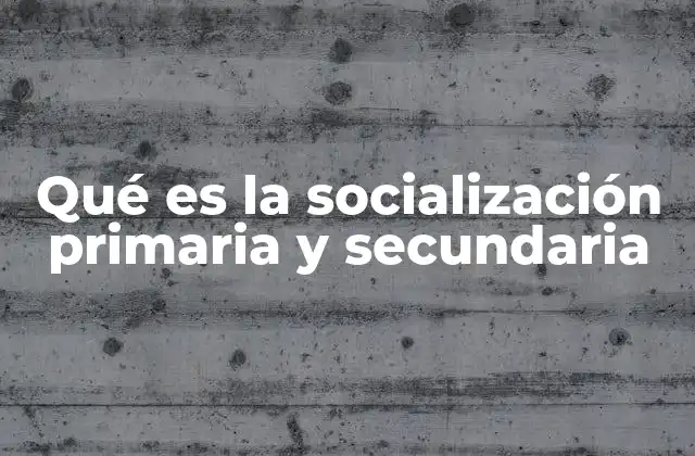 Qué es la Socialización Primaria y Secundaria