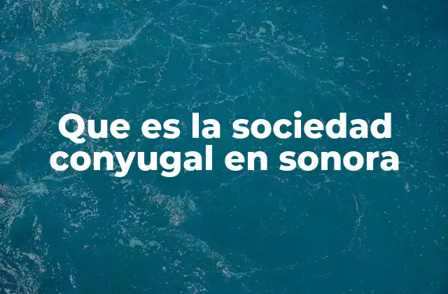 Que es la Sociedad Conyugal en Sonora