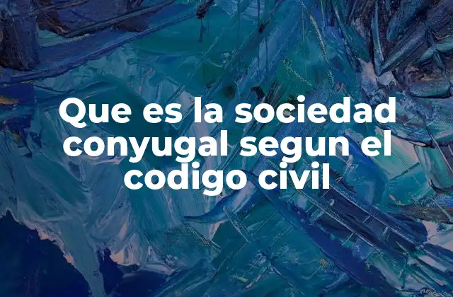 Que es la Sociedad Conyugal Segun el Codigo Civil