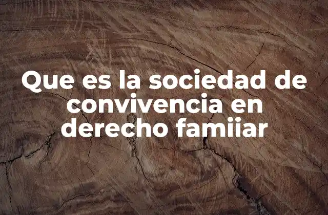 Que es la Sociedad de Convivencia en Derecho Famiiar