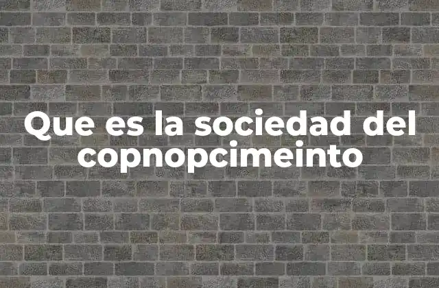 Que es la Sociedad Del Copnopcimeinto