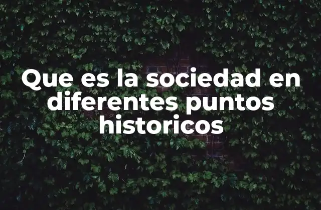 Que es la Sociedad en Diferentes Puntos Historicos