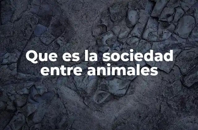 Que es la Sociedad entre Animales