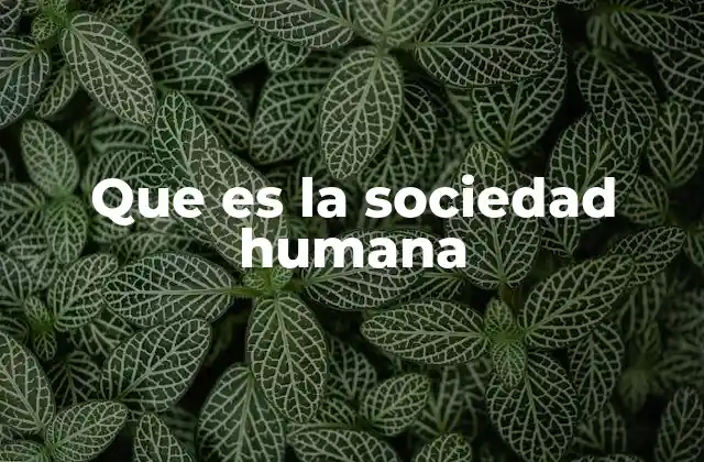 Que es la Sociedad Humana