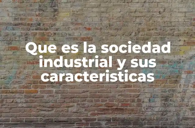 Que es la Sociedad Industrial y Sus Caracteristicas