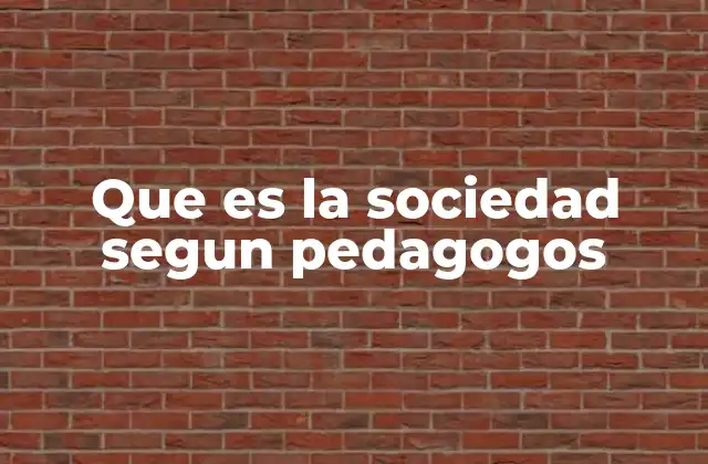 Que es la Sociedad Segun Pedagogos