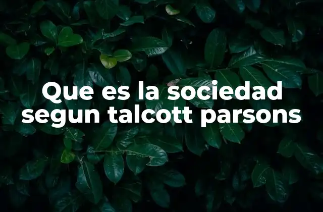 Que es la Sociedad Segun Talcott Parsons