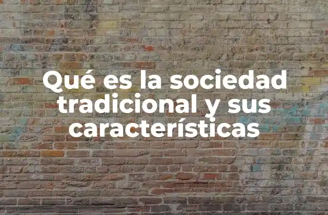 Qué es la Sociedad Tradicional y Sus Características
