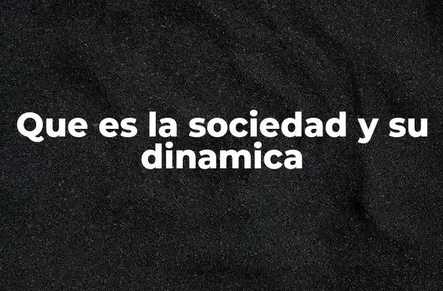 Que es la Sociedad y Su Dinamica