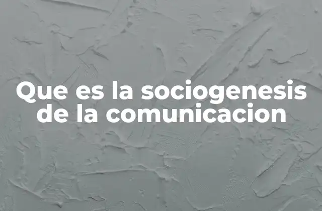 Que es la Sociogenesis de la Comunicacion