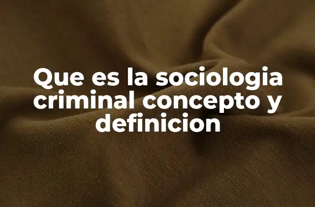 Que es la Sociologia Criminal Concepto y Definicion