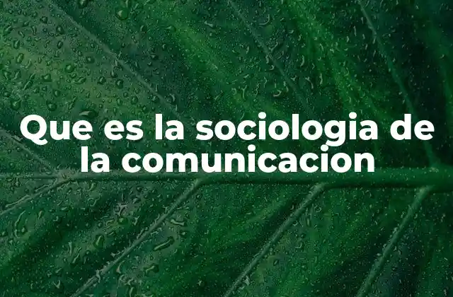 Que es la Sociologia de la Comunicacion