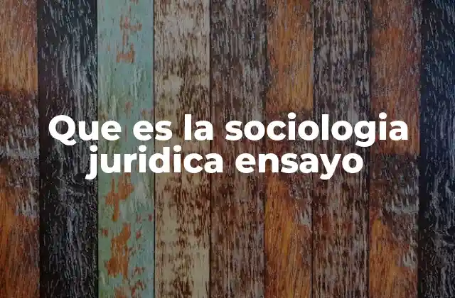 Que es la Sociologia Juridica Ensayo