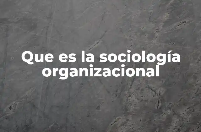 Que es la Sociología Organizacional