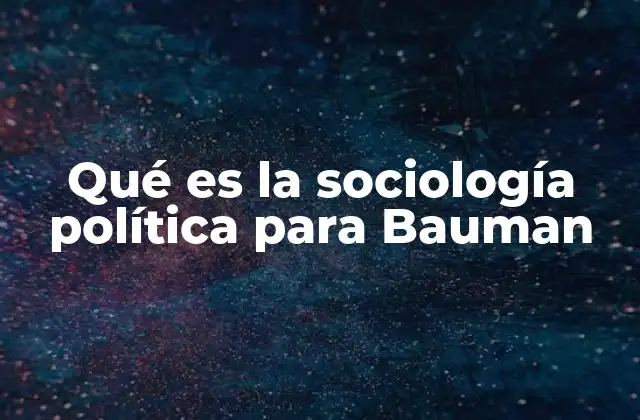 Qué es la Sociología Política para Bauman