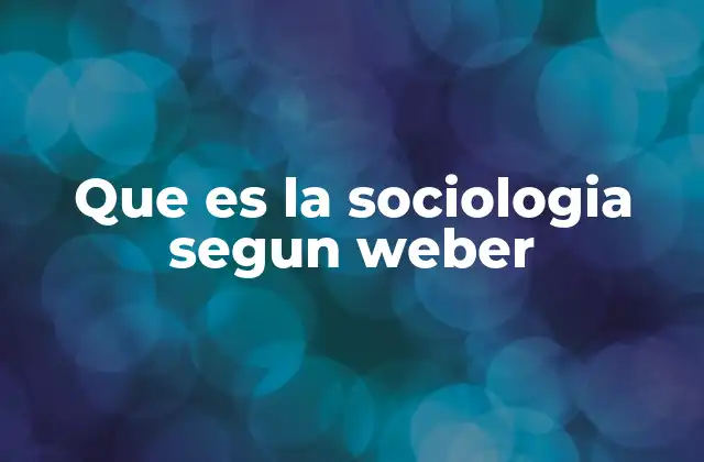 Que es la Sociologia Segun Weber